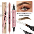 Double-headed 3D Micro-carved Liquid Four-fork Eyebrow Pencil Eyeliner 2-in-one Dual-purpose Eye