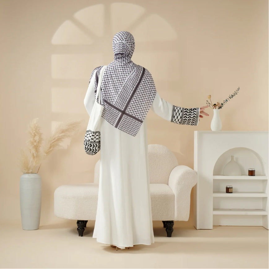 Keffiyeh Style Abaya With Crossbody Bag
